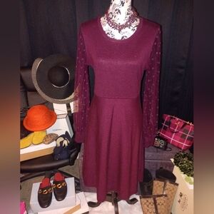 Chic Long Sleeve Burgundy Dress